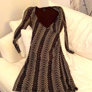 Kenneth Cole Brown/White Silk Dress